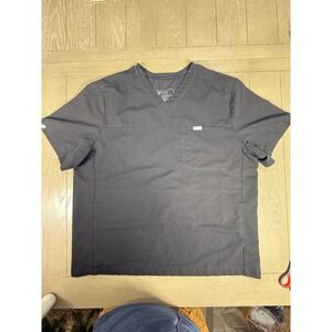 Figs Technical Collection Scrub Top Womens XXL Black Lace Trim V Neck Stretch